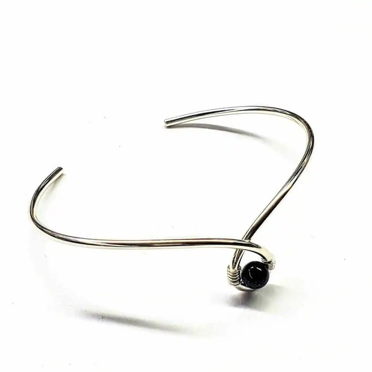 Silver Blue Bead Child Abuse Awareness Ribbon Bangle