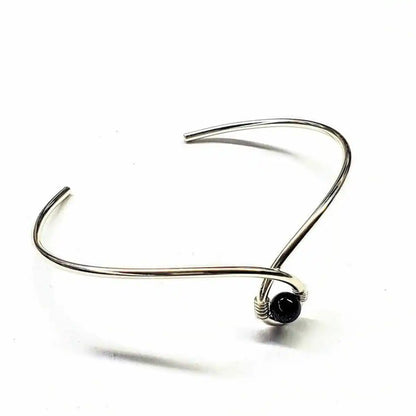 Silver Blue Bead Child Abuse Awareness Ribbon Bangle