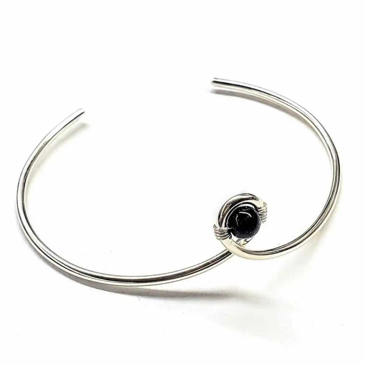 Silver Blue Bead Child Abuse Awareness Ribbon Bangle