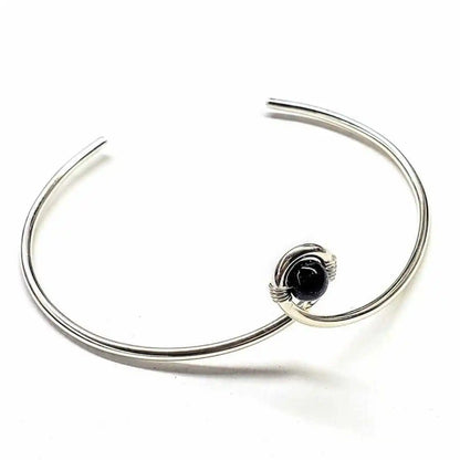 Silver Blue Bead Child Abuse Awareness Ribbon Bangle