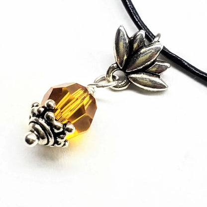 Handmade Silver Crystal Pineapple Leather Necklace