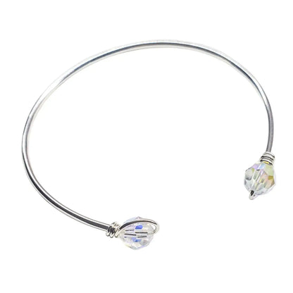 Upside Down Crystal Gemstone Bead Ball End Cuff Bangles