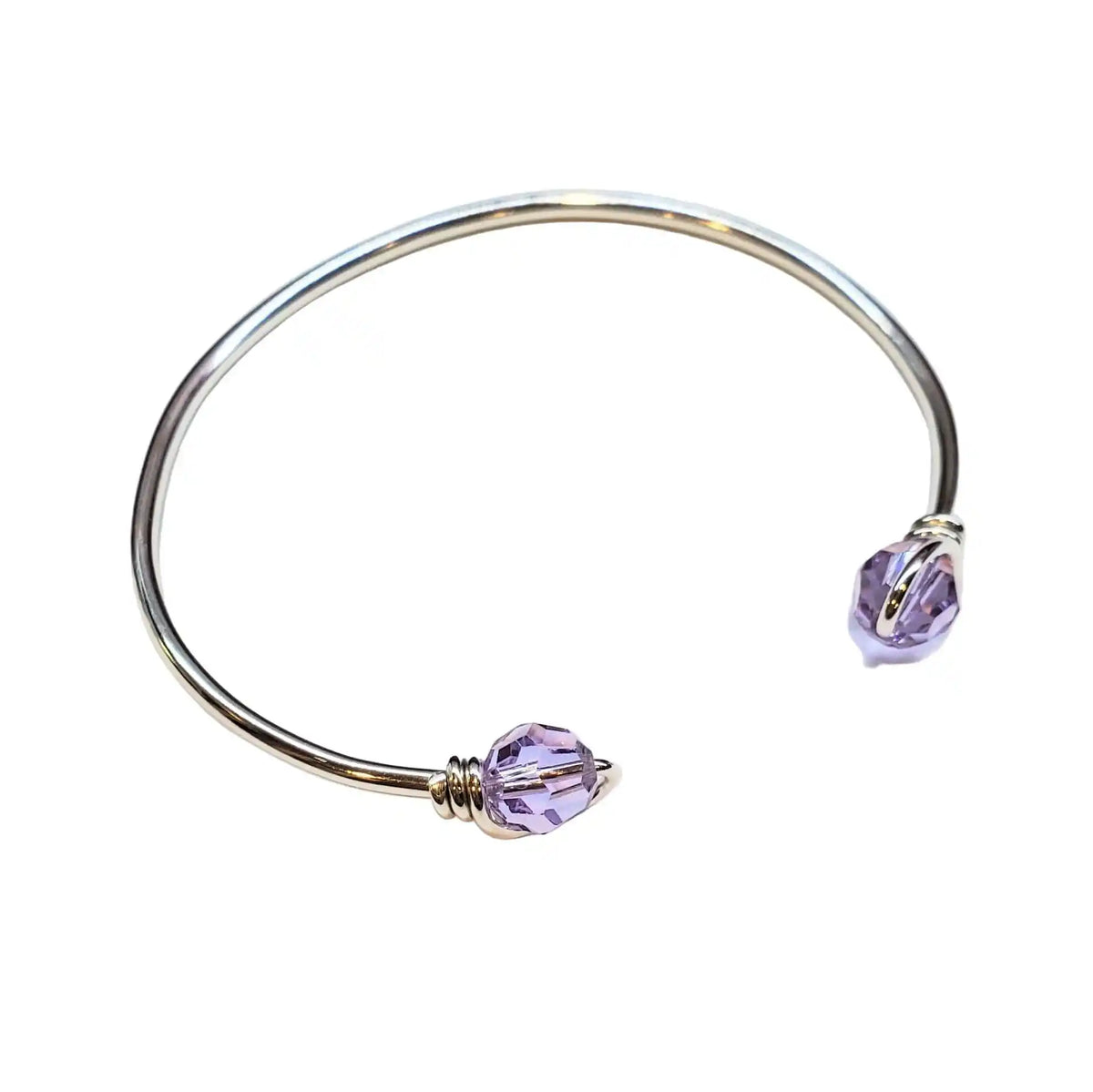 Upside Down Crystal Gemstone Bead Ball End Cuff Bangles