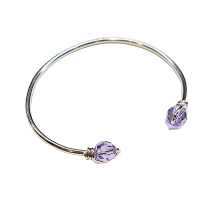 Upside Down Crystal Gemstone Bead Ball End Cuff Bangles