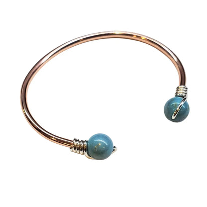 Upside Down Crystal Gemstone Bead Ball End Cuff Bangles
