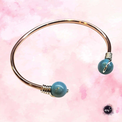 Upside Down Crystal Gemstone Bead Ball End Cuff Bangles