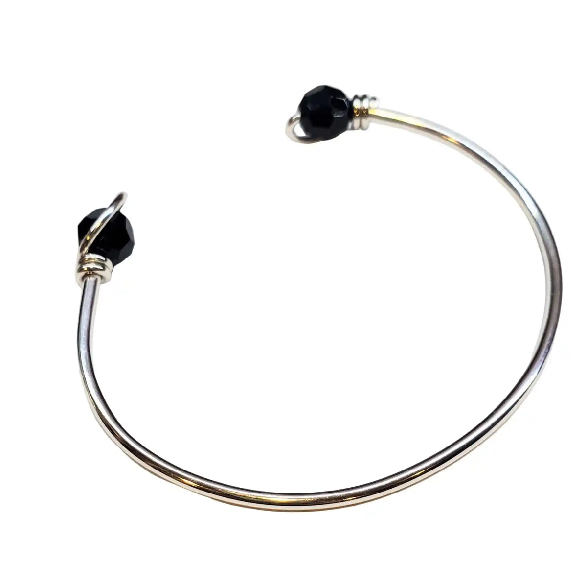 Upside Down Crystal Gemstone Bead Ball End Cuff Bangles