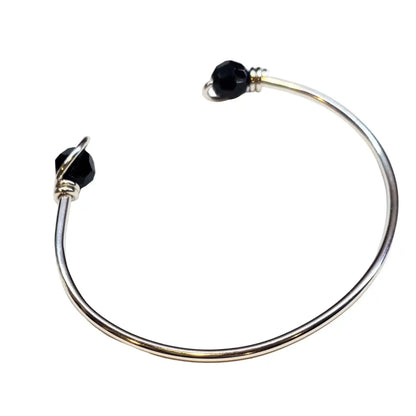 Upside Down Crystal Gemstone Bead Ball End Cuff Bangles