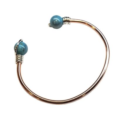 Upside Down Crystal Gemstone Bead Ball End Cuff Bangles