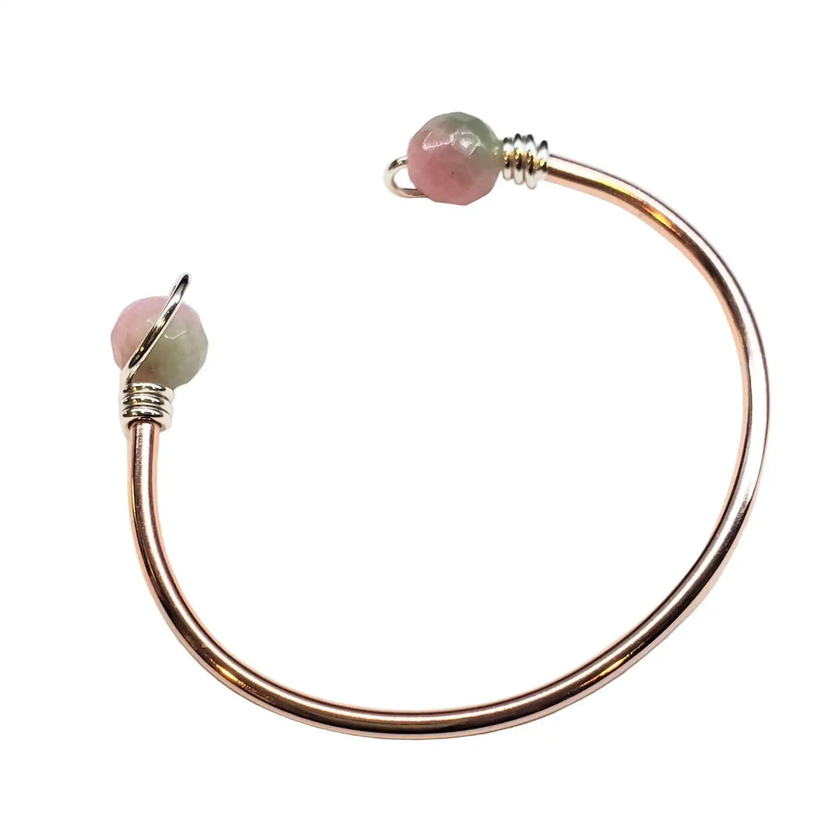 Upside Down Crystal Gemstone Bead Ball End Cuff Bangles