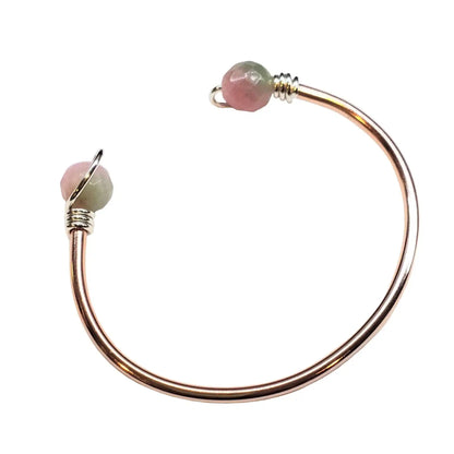 Upside Down Crystal Gemstone Bead Ball End Cuff Bangles