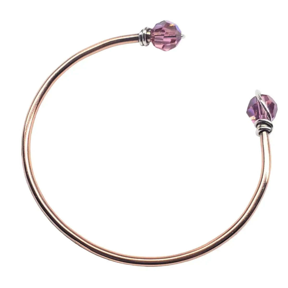 Upside Down Crystal Gemstone Bead Ball End Cuff Bangles