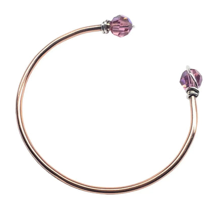 Upside Down Crystal Gemstone Bead Ball End Cuff Bangles