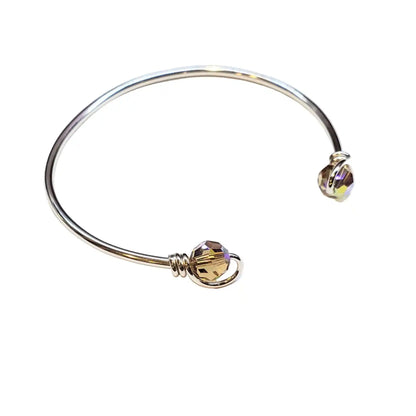 Upside Down Crystal Gemstone Bead Ball End Cuff Bangles