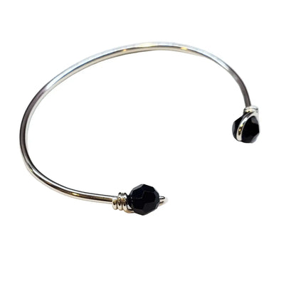 Upside Down Crystal Gemstone Bead Ball End Cuff Bangles