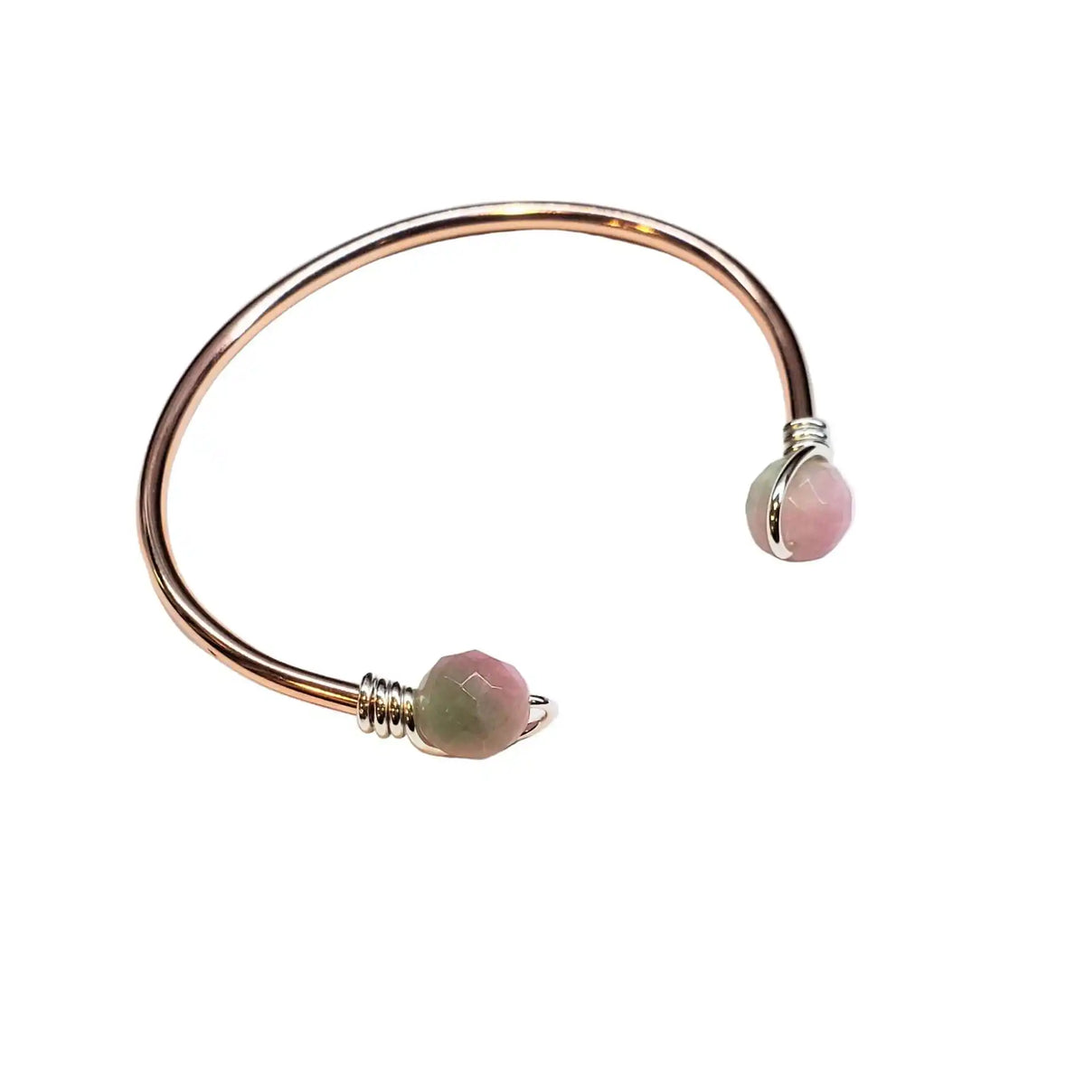 Upside Down Crystal Gemstone Bead Ball End Cuff Bangles
