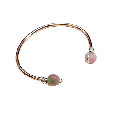 Upside Down Crystal Gemstone Bead Ball End Cuff Bangles