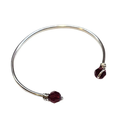 Upside Down Crystal Gemstone Bead Ball End Cuff Bangles
