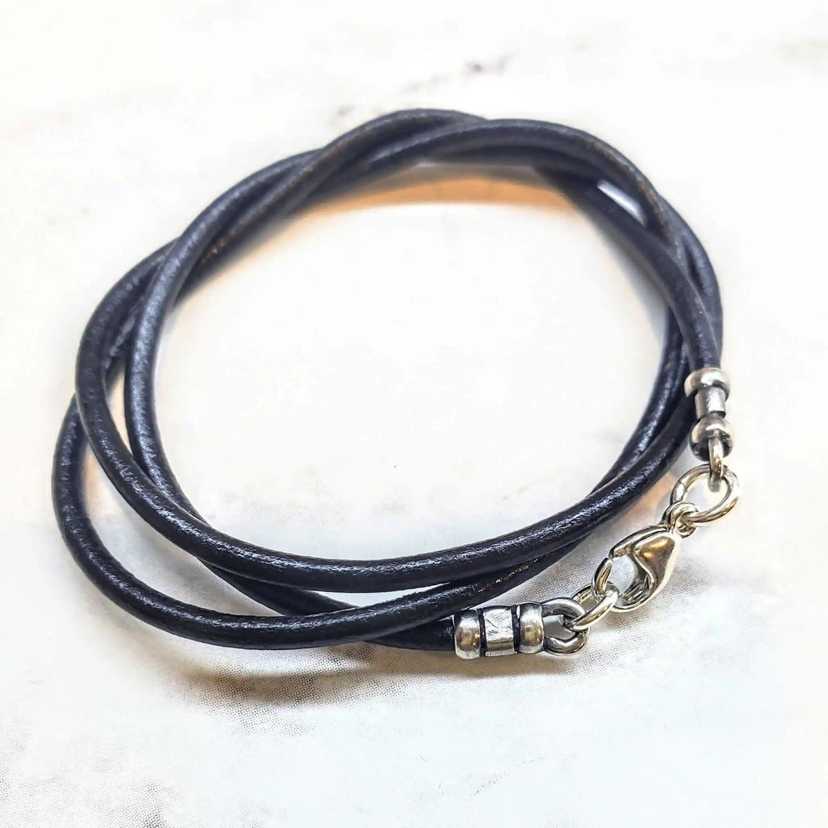 Handmade Various Lengths Smooth Black Leather Necklaces