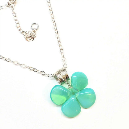 Mint Green Beaded Clover Necklace