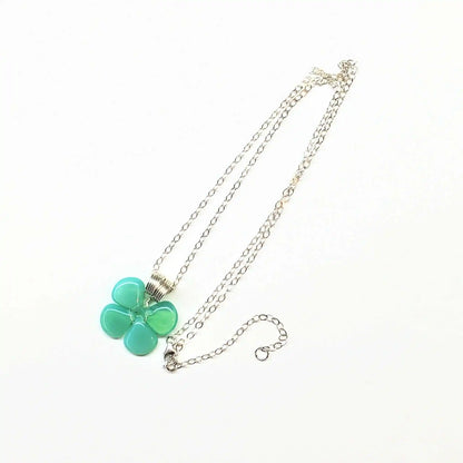 Mint Green Beaded Clover Necklace