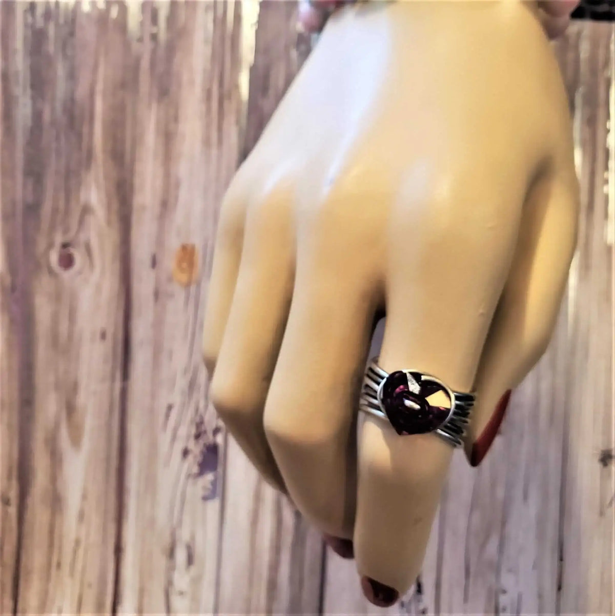 Handmade Wire Wrapped Pink Heart Crystal Six Rings in One Stack