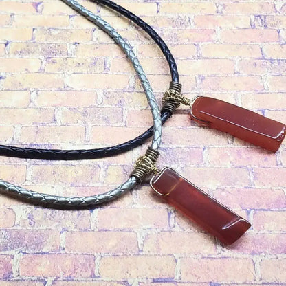 Handmade Wire Wrapped Rustic Raw Red Agate Bolo Necklace