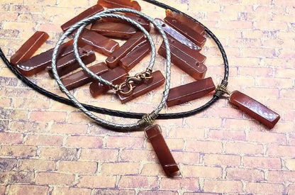 Handmade Wire Wrapped Rustic Raw Red Agate Bolo Necklace