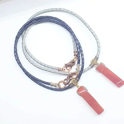 Handmade Wire Wrapped Rustic Raw Red Agate Bolo Necklace