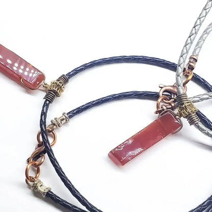 Handmade Wire Wrapped Rustic Raw Red Agate Bolo Necklace