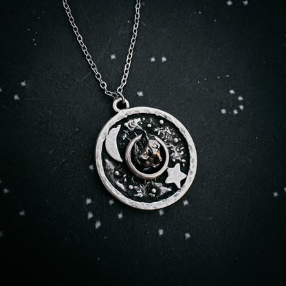 Night Sky Pendant Necklace With Authentic Meteorite
