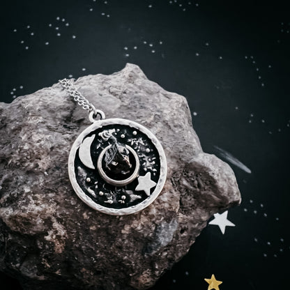 Night Sky Pendant Necklace With Authentic Meteorite