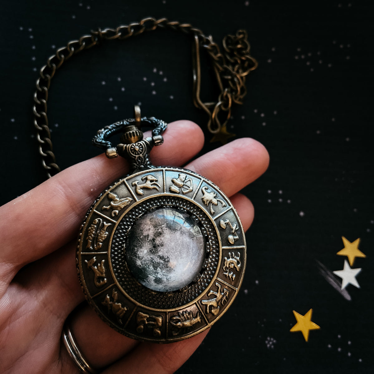 My Moon Custom Lunar Phase Zodiac Pocket Watch