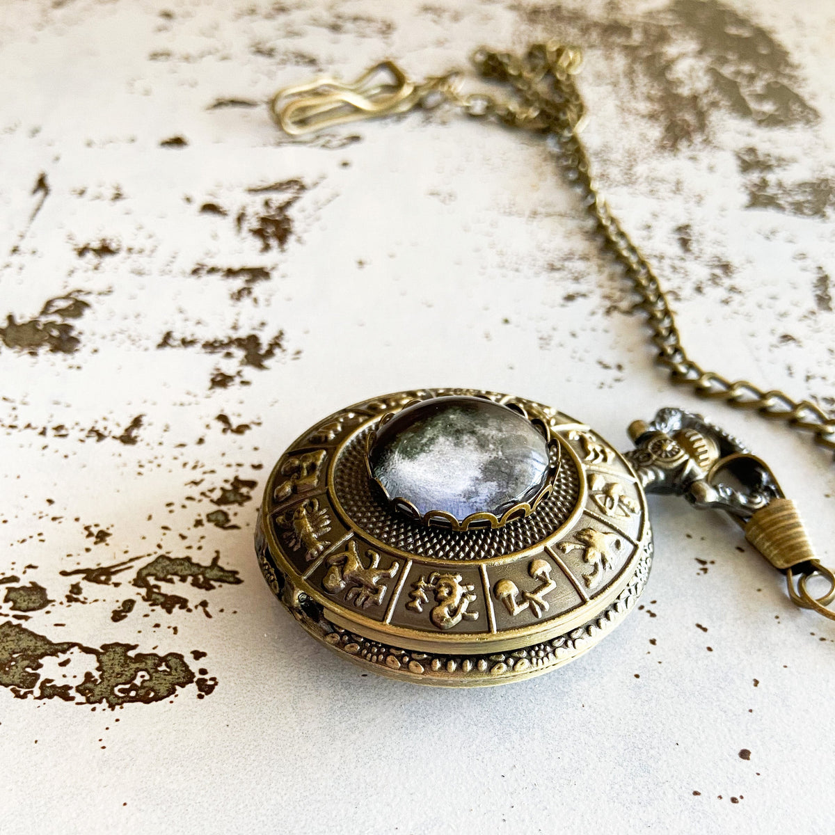 My Moon Custom Lunar Phase Zodiac Pocket Watch