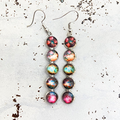 Nebula Rainbow Vertical Dangle Earrings