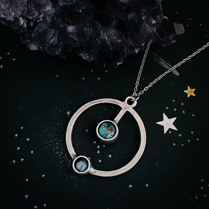Artemis Necklace - Lunar Orbit Pendant With Natural Stones