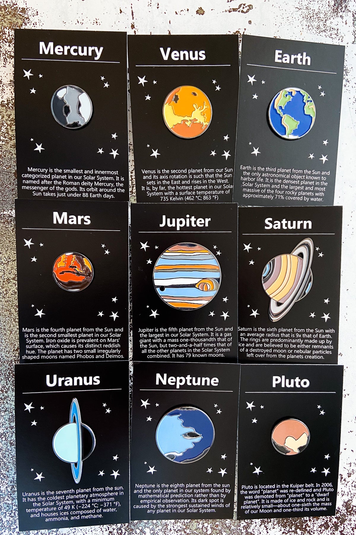 Solar System Planet Enamel Pin Set of 9