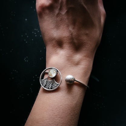 CLEARANCE Landscape Bracelet With Mountains and Copper Calcite Moon