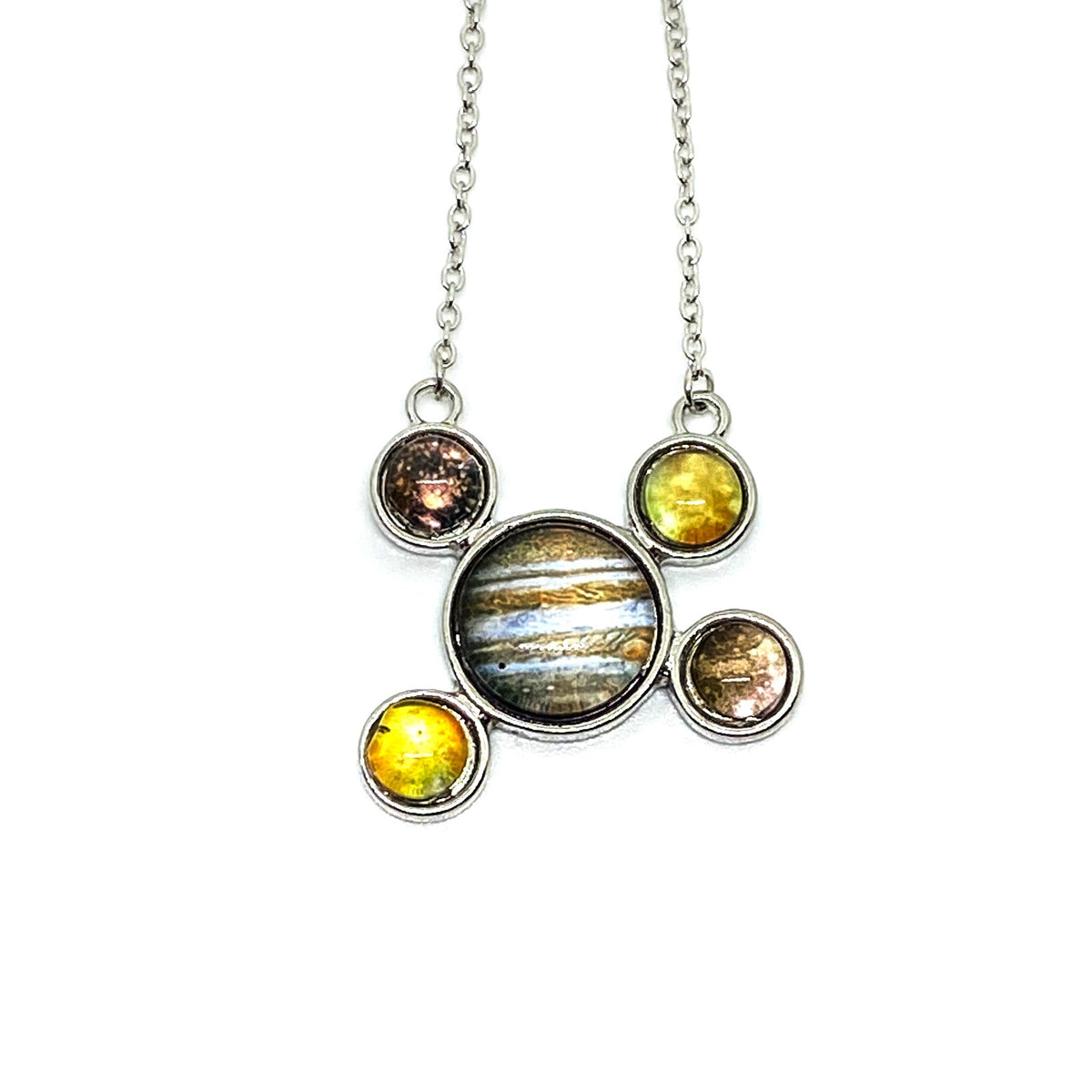 CLEARANCE Jupiter and Galilean Moons Silver Pendant Necklace
