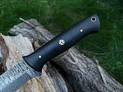 Custom Handmade Forged Damascus Steel Brush-Craft Blade With C-Fiber Scales TK-012