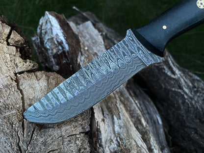 Custom Handmade Forged Damascus Steel Brush-Craft Blade With C-Fiber Scales TK-012