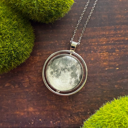 Full Moon Double Sided Fidget Pendant Necklace