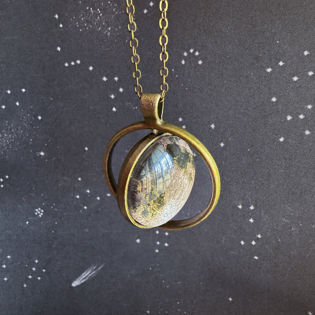 New Moon Double Sided Fidget Pendant Necklace