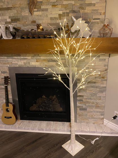 65" Lighted Birch Tree