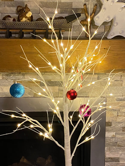 65" Lighted Birch Tree