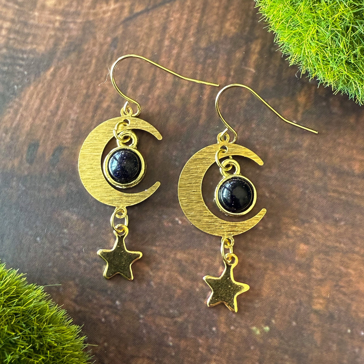 Starlit Crescent Jewelry Set With Blue Sandstone