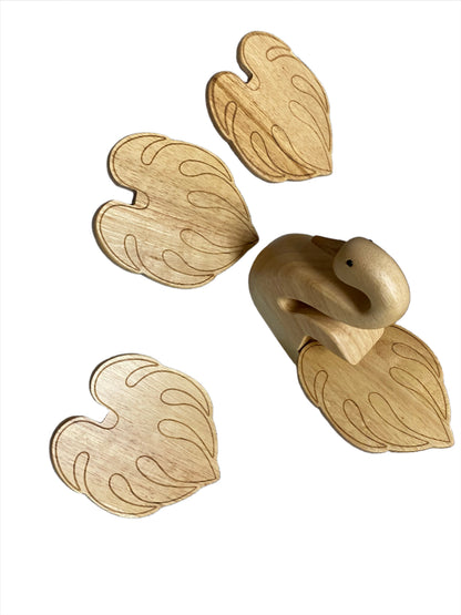 Wooden Coaster Holder Goose