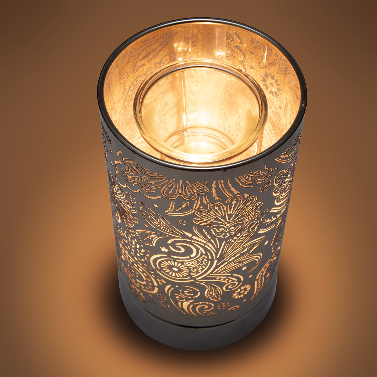 7" Touch Lamp/Oil Burner/Wax Warmer-Silver Secret Garden