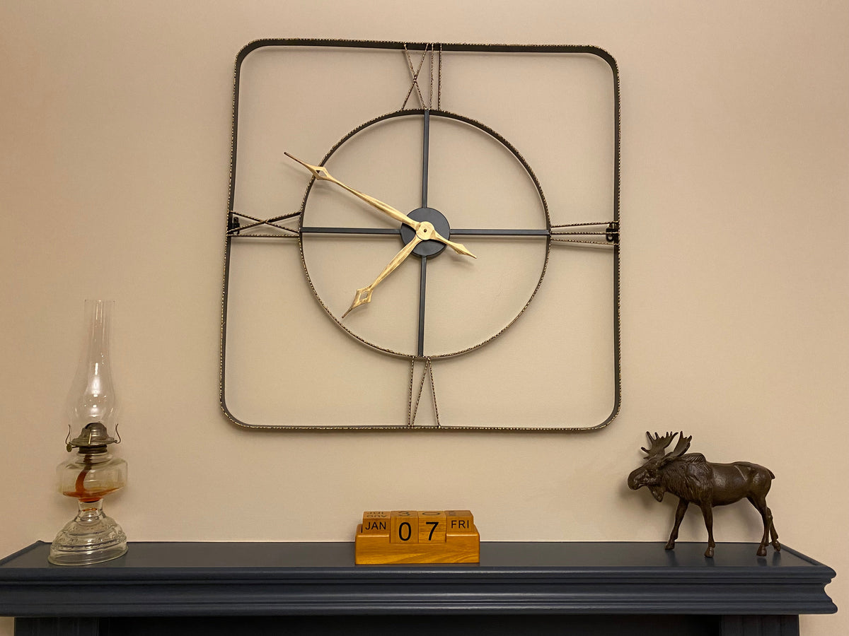 Wall Clock - Square Wrought Iran Antique Wall Clock
