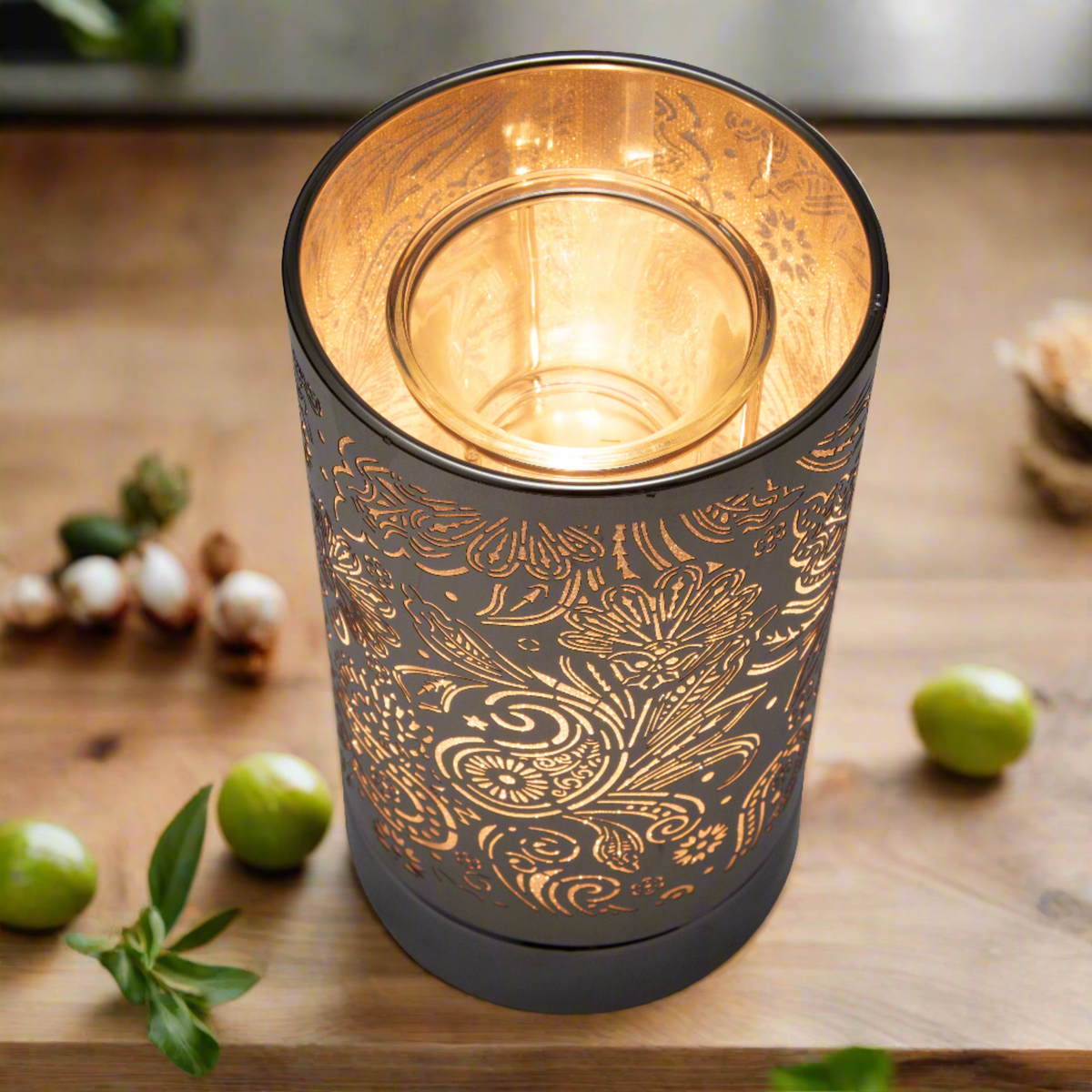 7" Touch Lamp/Oil Burner/Wax Warmer-Silver Secret Garden